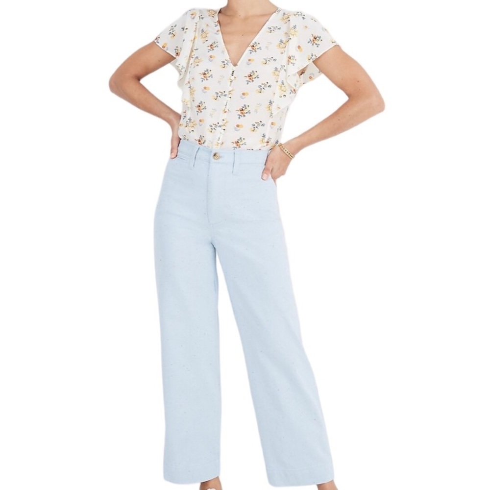 Madewell Slim Emmett Wide Leg Crop Pants in Speckle